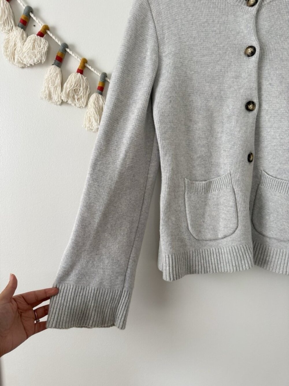 Modern Citizen Eames Organic Cotton Wool Gray Flare Sleeve Cardigan Modest L - Picture 4 of 13
